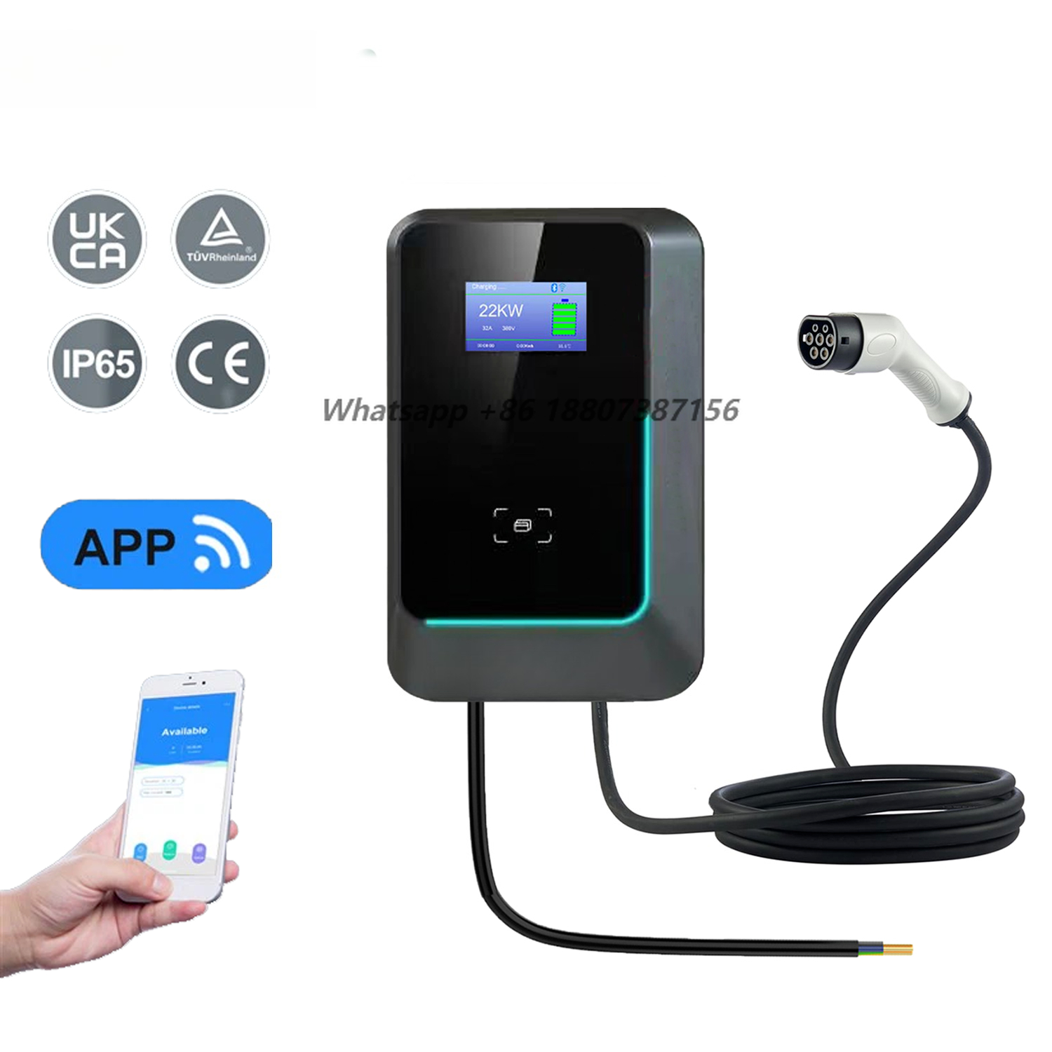 Bomern 7kw 11kw 22kw Borne de  - 22Kw Wallbox Type 2 Ocpp Rfid avis et prix